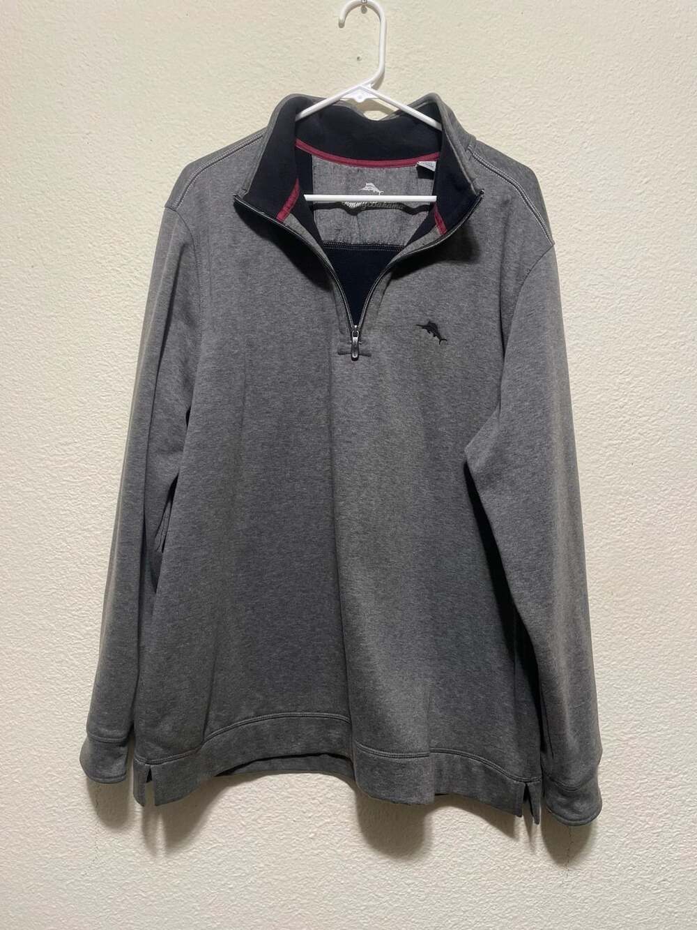 Tommy Bahama 1/2-Zip Pullover Size XL Gray Marlin Logo Sweatshirt